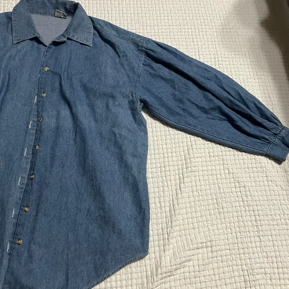 VINTAGE Jean Shirt Womans Blue BonJour Button Up 90s Western Size M - Image 6