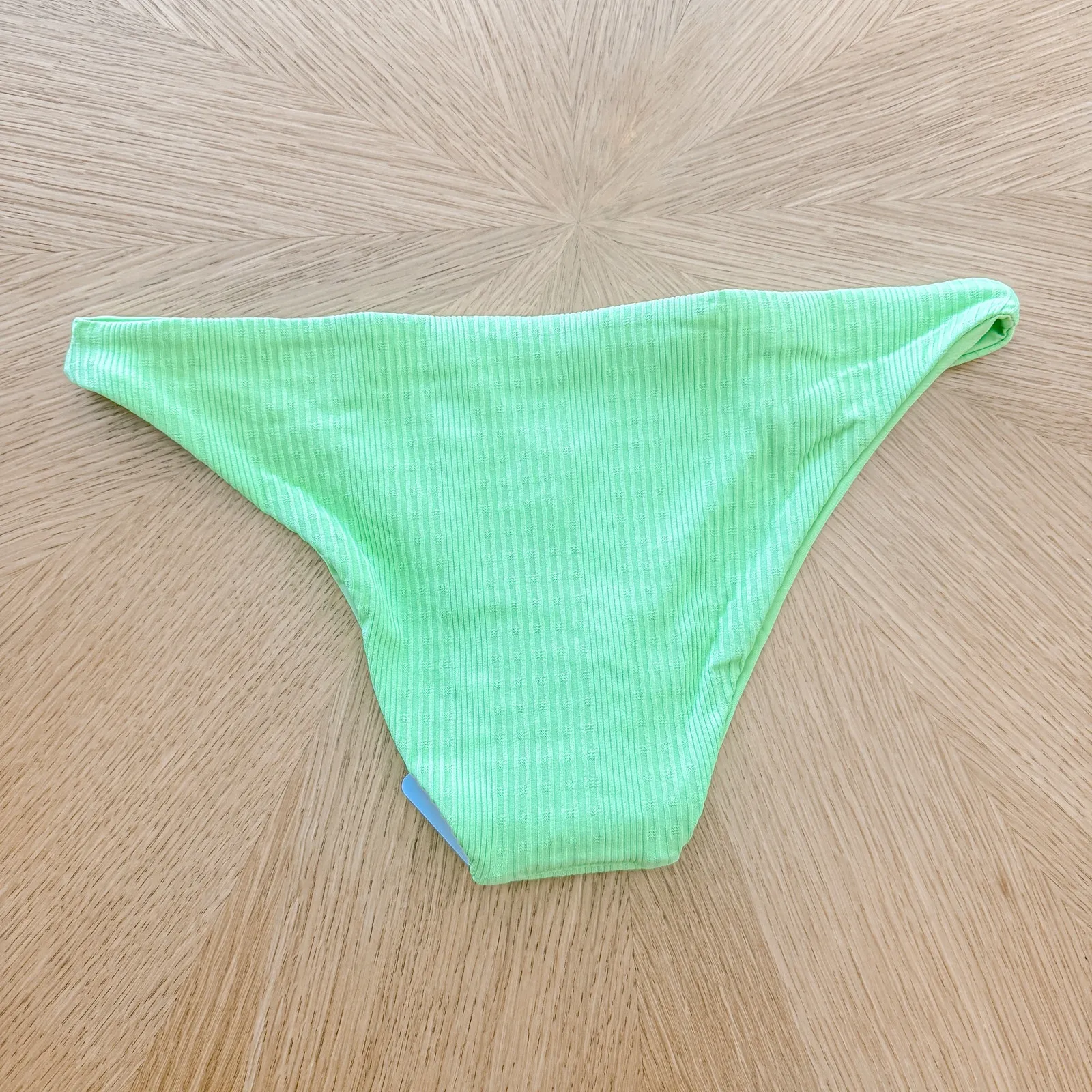 L*Space Bikini Bottom Womens XS Lime Green Camacho Ribbed Beach Summer Y2K NWT - Image 5
