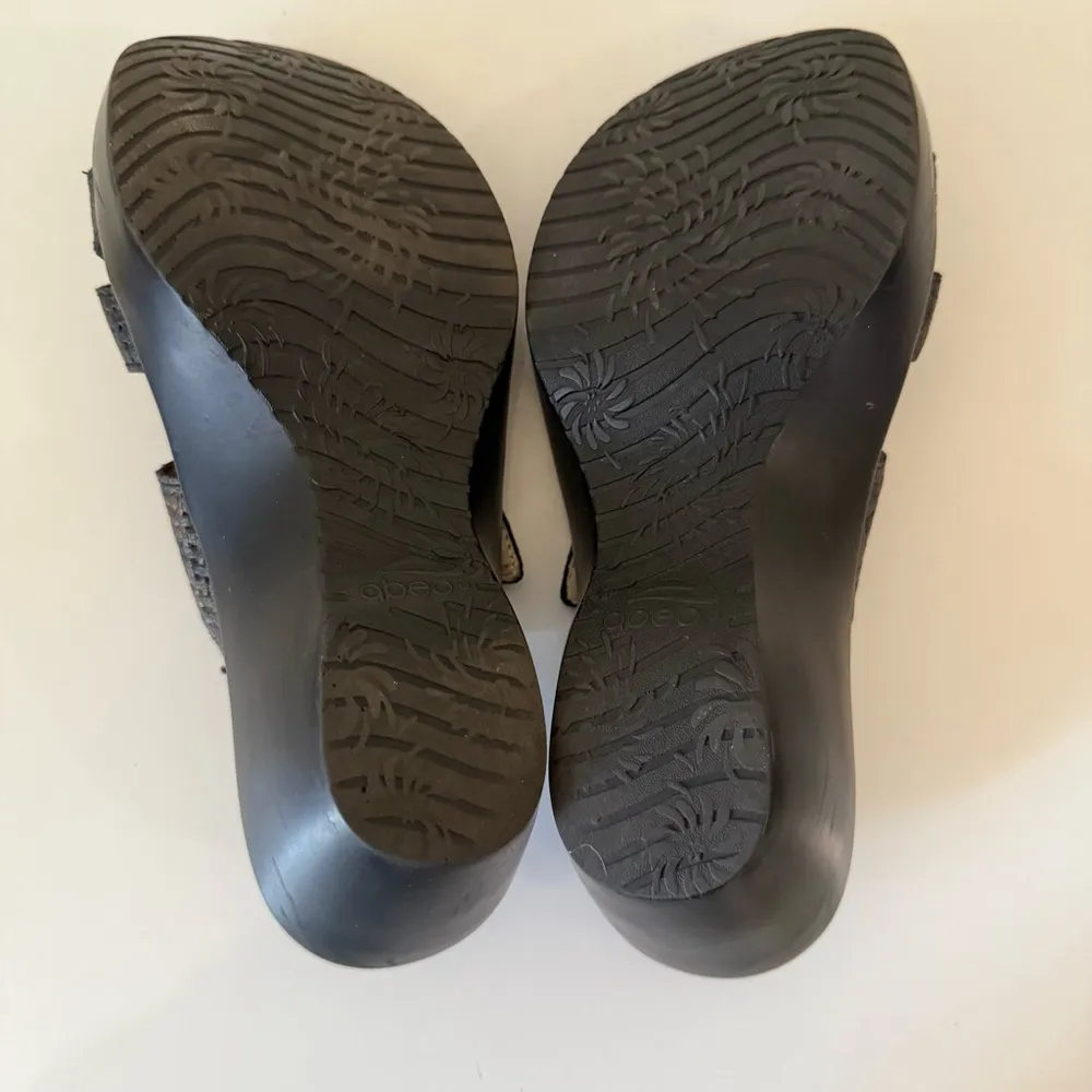 Abeo Dorin Brown Leather Buckle Slide Wedge Sandals Womens Shoes Size 7 N - Image 7