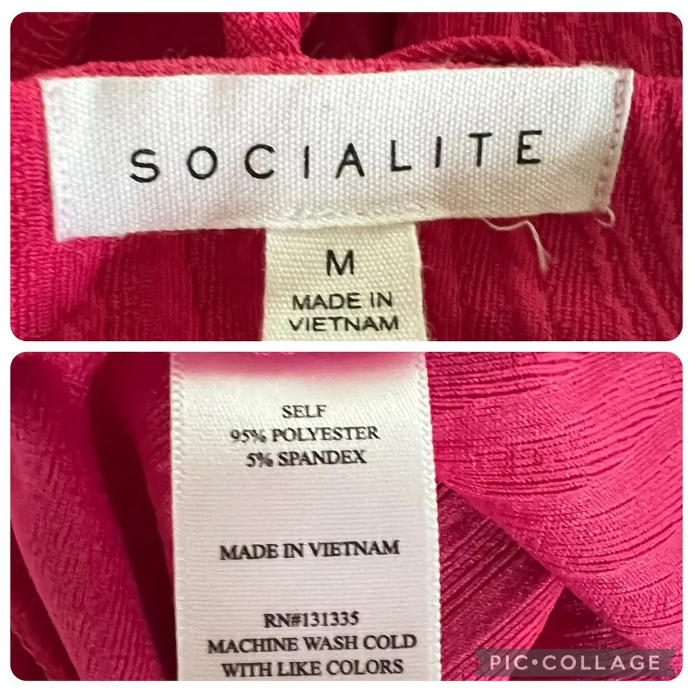 Socialite Midi Dress Bodycon Pink High Neck Knit Strappy Back M Cocktail Party - Image 17