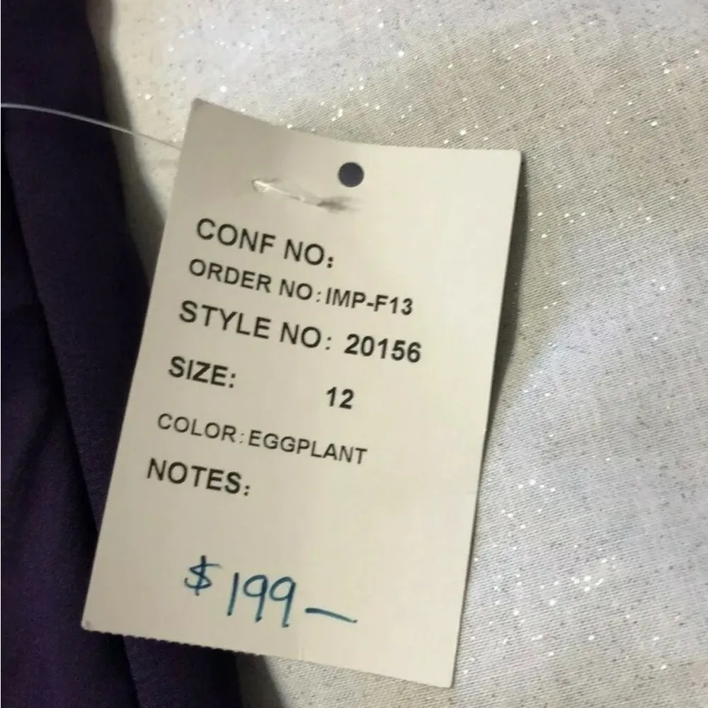 Impressions Strapless Eggplant Purple Rhinestone Dress Size 12 NWT retails $199 - Image 3