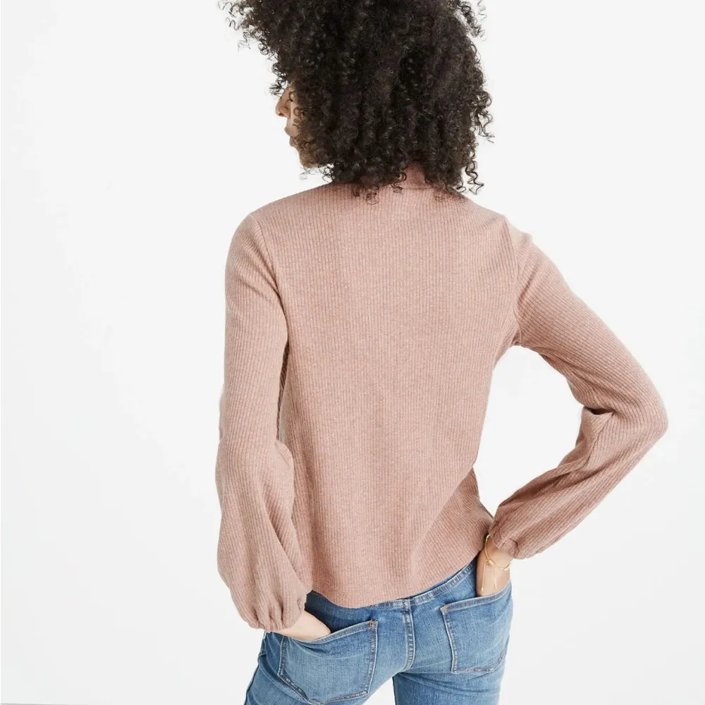 Madewell Heathered Rose Bubble-Sleeve Swing Turtleneck Sz Medium - Image 4