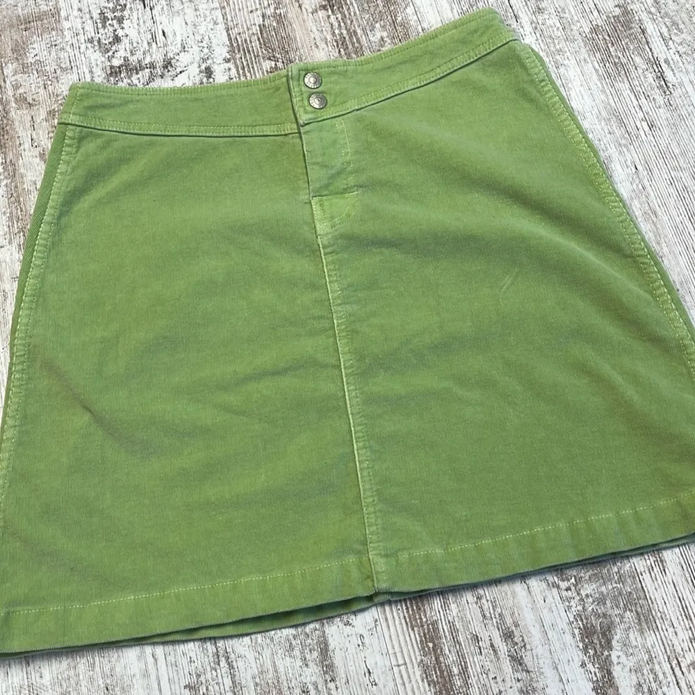 Fresh Produce Green Corduroy A-line Mini Skirt Size Small - Image 2