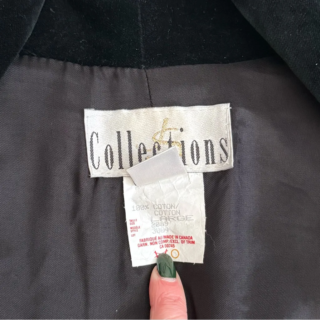 Vintage Black Velvet Coat Velour Long Overcoat XL L Large - Image 5