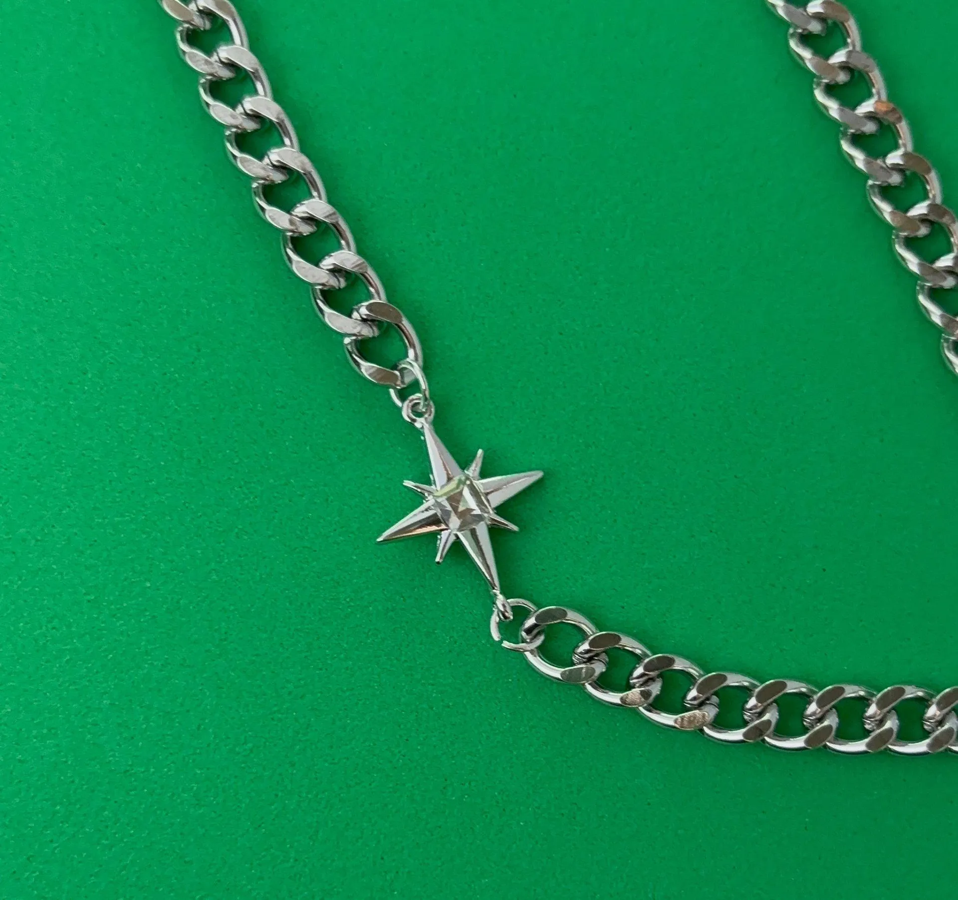 Link Chain Star Necklace for Men Women Streetwear Hip Hop Unisex Necklace Silver - Image 3