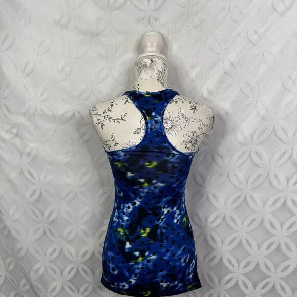 Lululemon Cool Racerback Windy Blooms Sapphire‎ Blue Multi Tank Top Size 2 - Image 7
