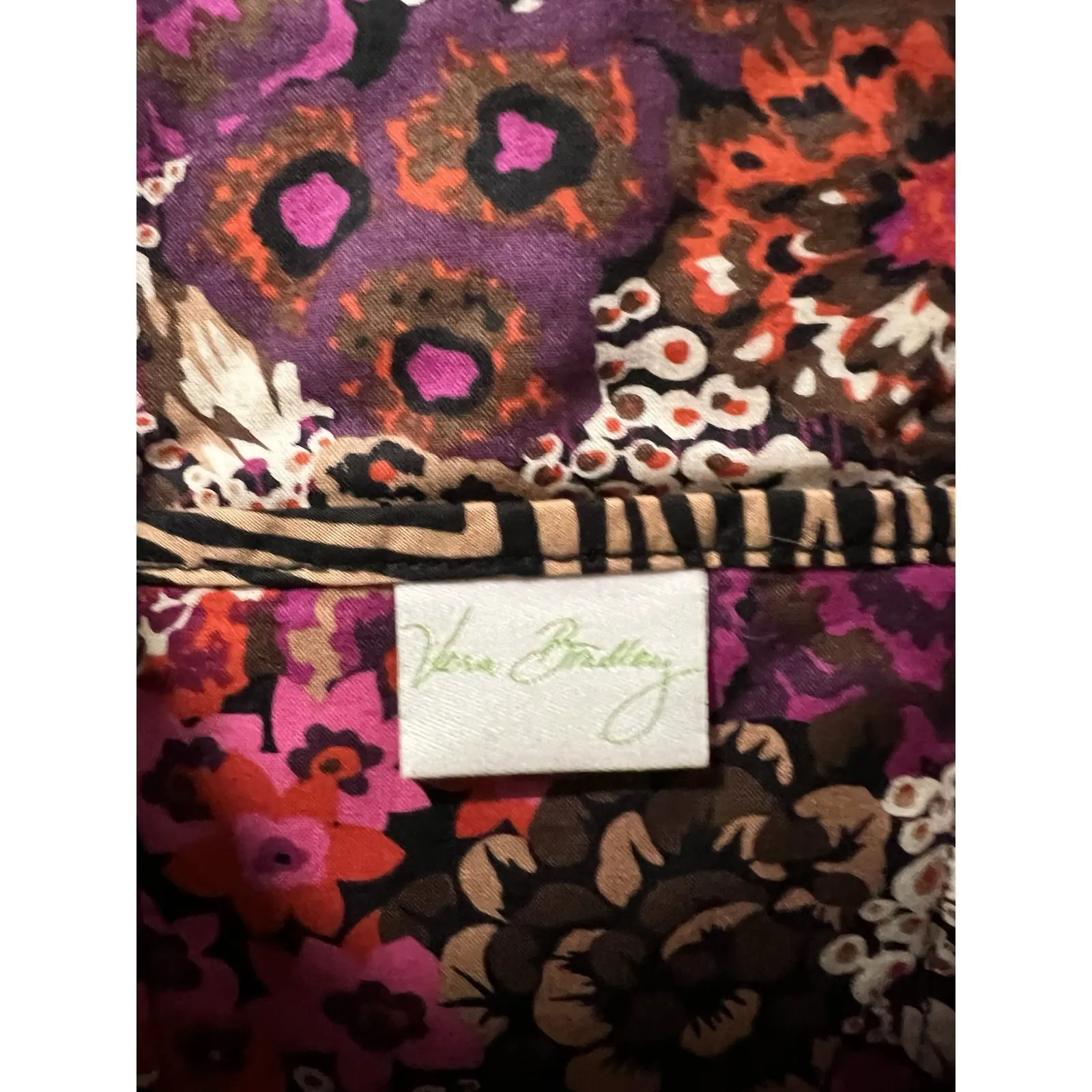 Vera Bradley Zebra Print Tote Bag Quilted Fabric Shoulder Handbag‎ Stylish - Image 5