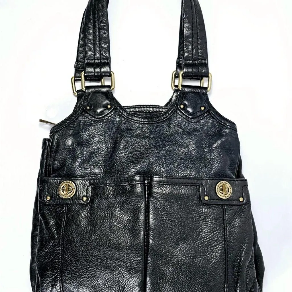 Marc Jacobs hobo shoulder bag totally turn lock Teri handbag black pebble leathe - Image 2