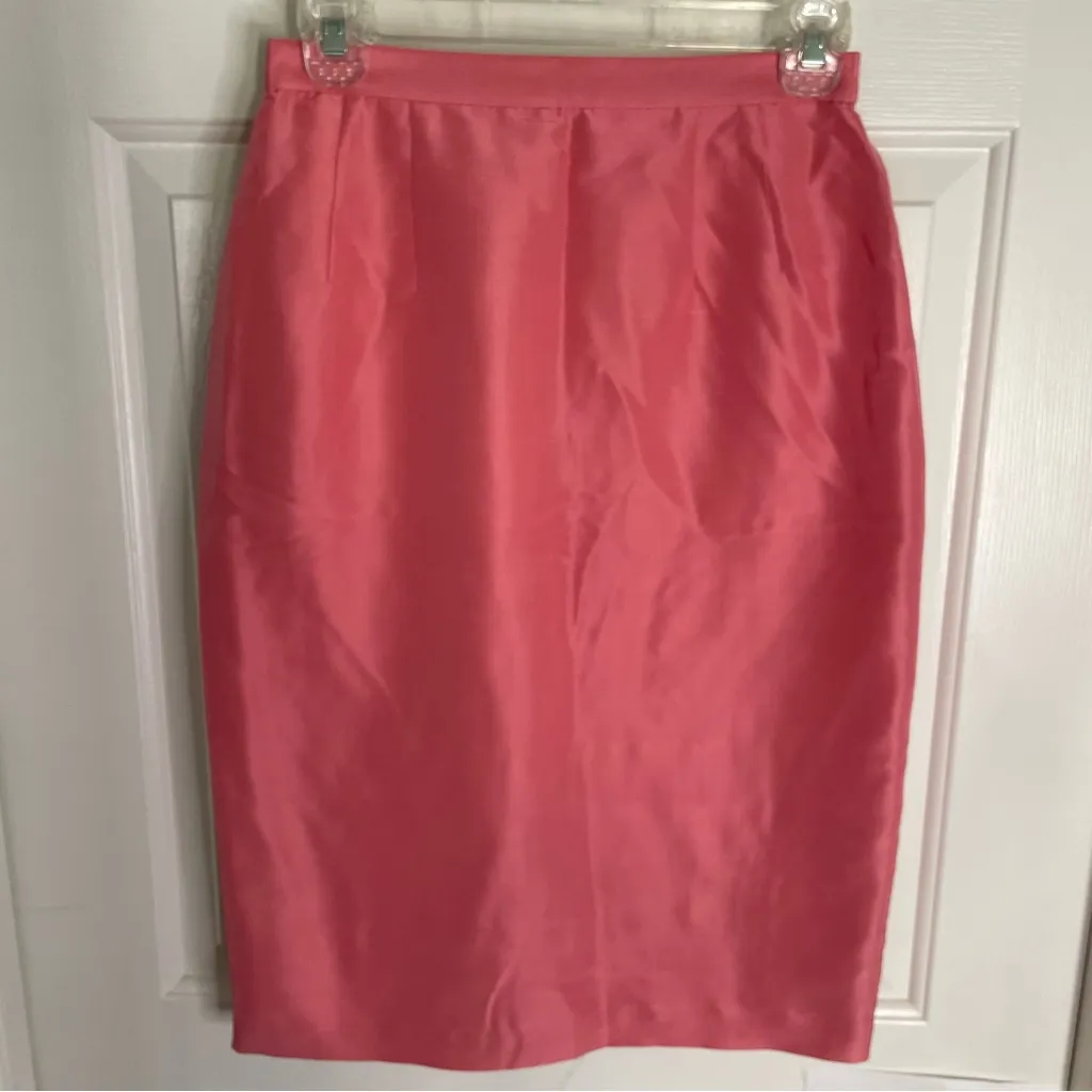 Vintage y2k Talbots Pink Silk Blazer and Knee Length Pencil Skirt Set Size 4 - Image 9