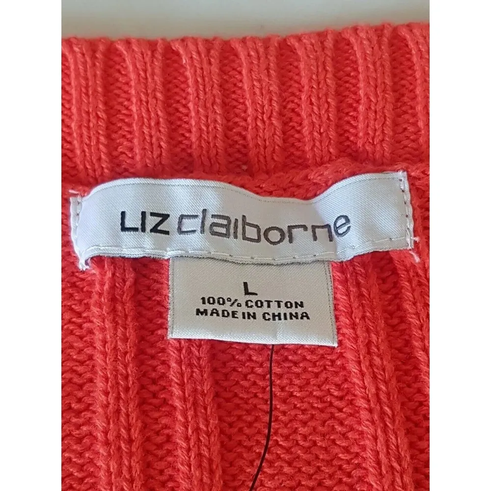 Liz Claiborne Womens  Sweater Size Large Ribbed Cable Knit Round Neckline NWT - Image 6