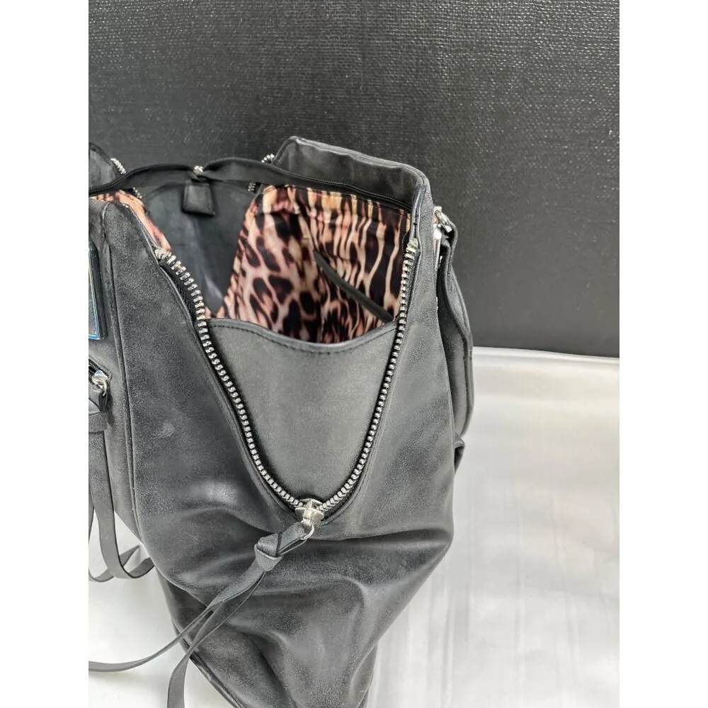 Nicole Miller Women's Black Faux Worn leather Look Shoulder bag SKU 4177 - Image 5