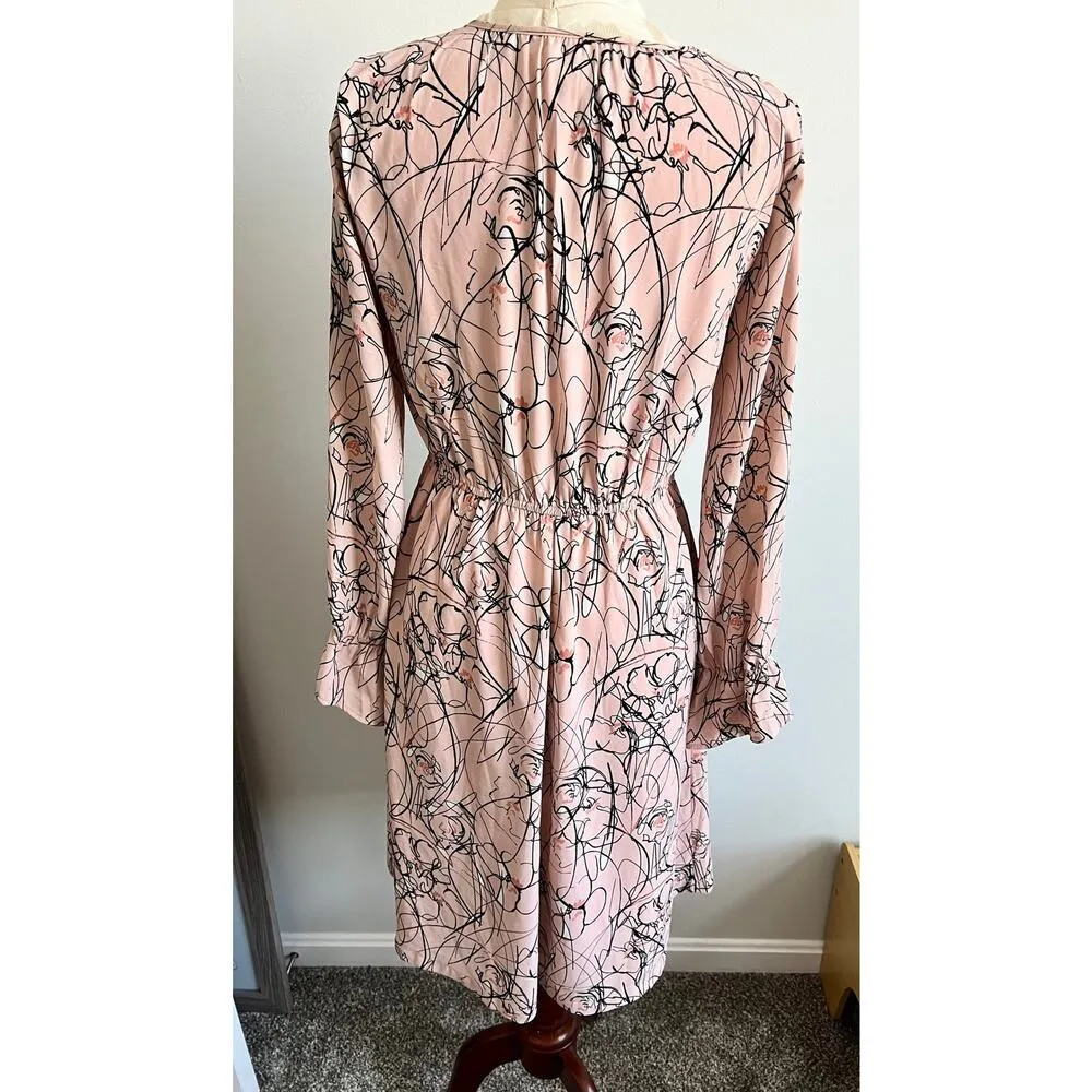 Nordstrom Rack Women's Floral Long Sleeve Pink Midi Dress XS - Image 5