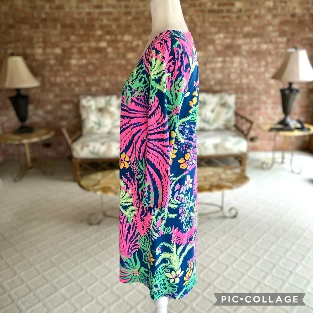 Lilly Pulitzer Erin Indigo All A Glow Dress Mini Knit S Brunch Garden Cocktail - Image 7
