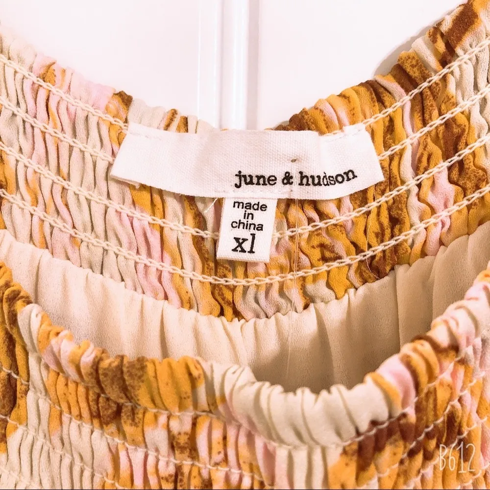 June & Hudson Belted Wide Leg Jumpsuit Floral Ruffle Sleeve Size XL NWT - Image 7