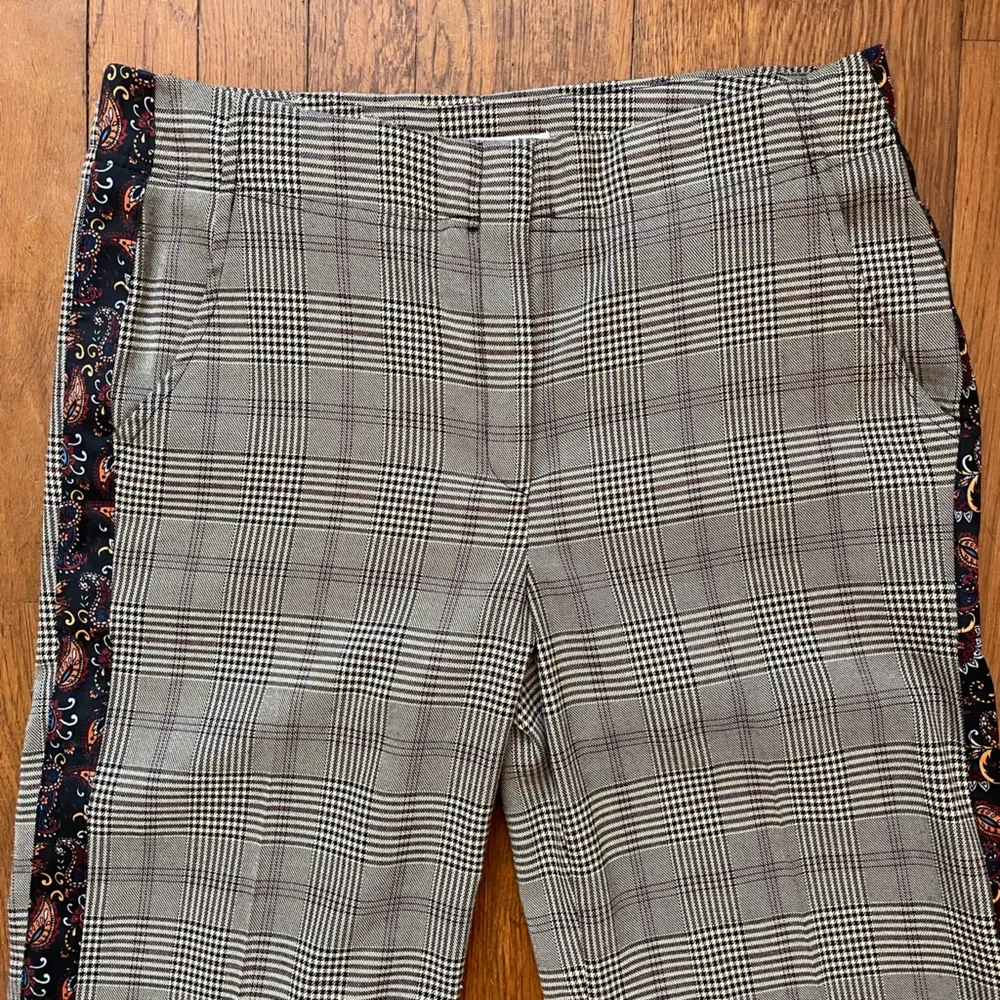 Fever Plaid Wide Leg Trousers With Paisley Trim - Image 6