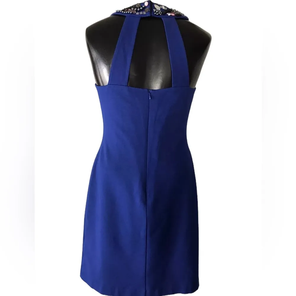 TRINA TURK EMBELLISHED BEJEWELED SLEEVELESS BLUE BEADED DRESS 2 - Image 5