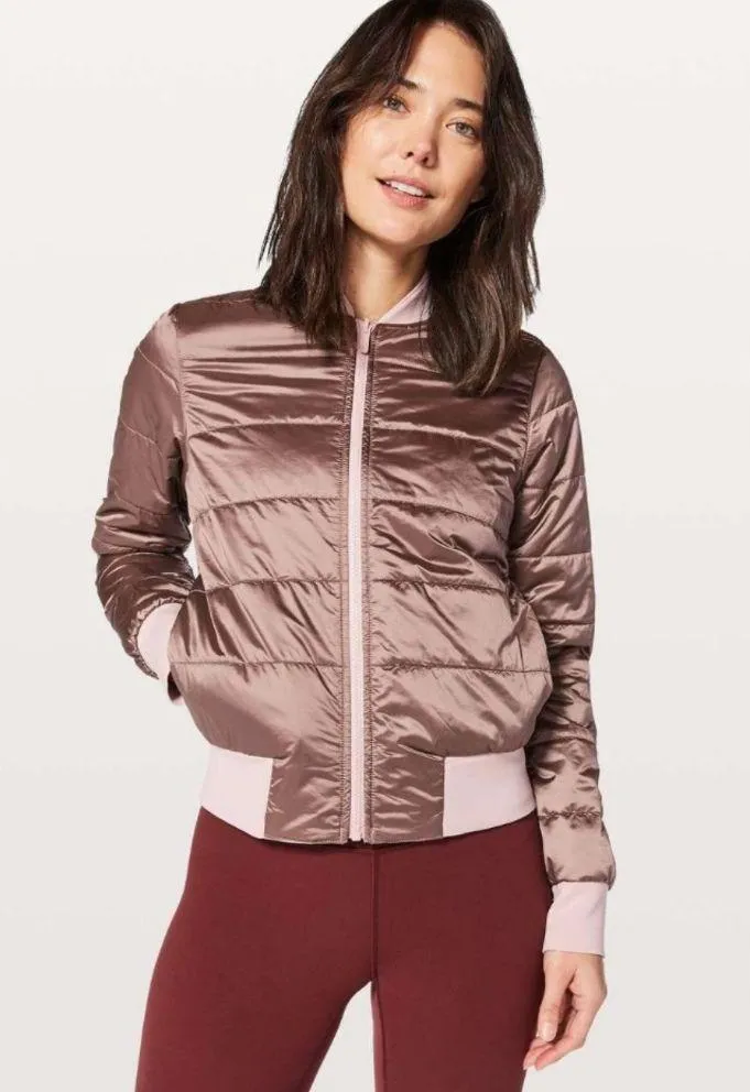 Lululemon Non-Stop Bomber Reversible Porcelain Pink Water Repellent Size 4 - Image 2