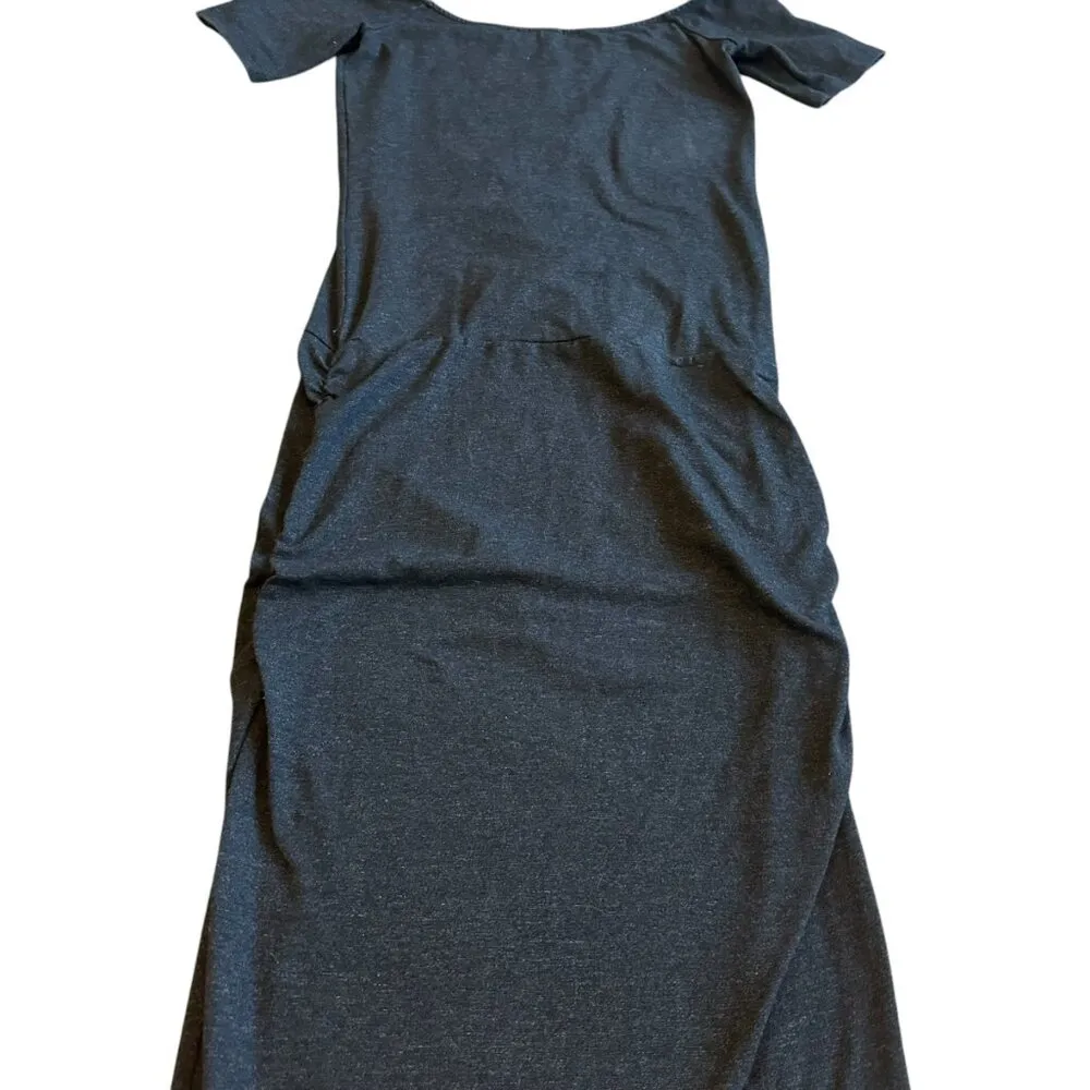 Monrow Grey Midi Length Ruched Stretch Dress Off - Image 8