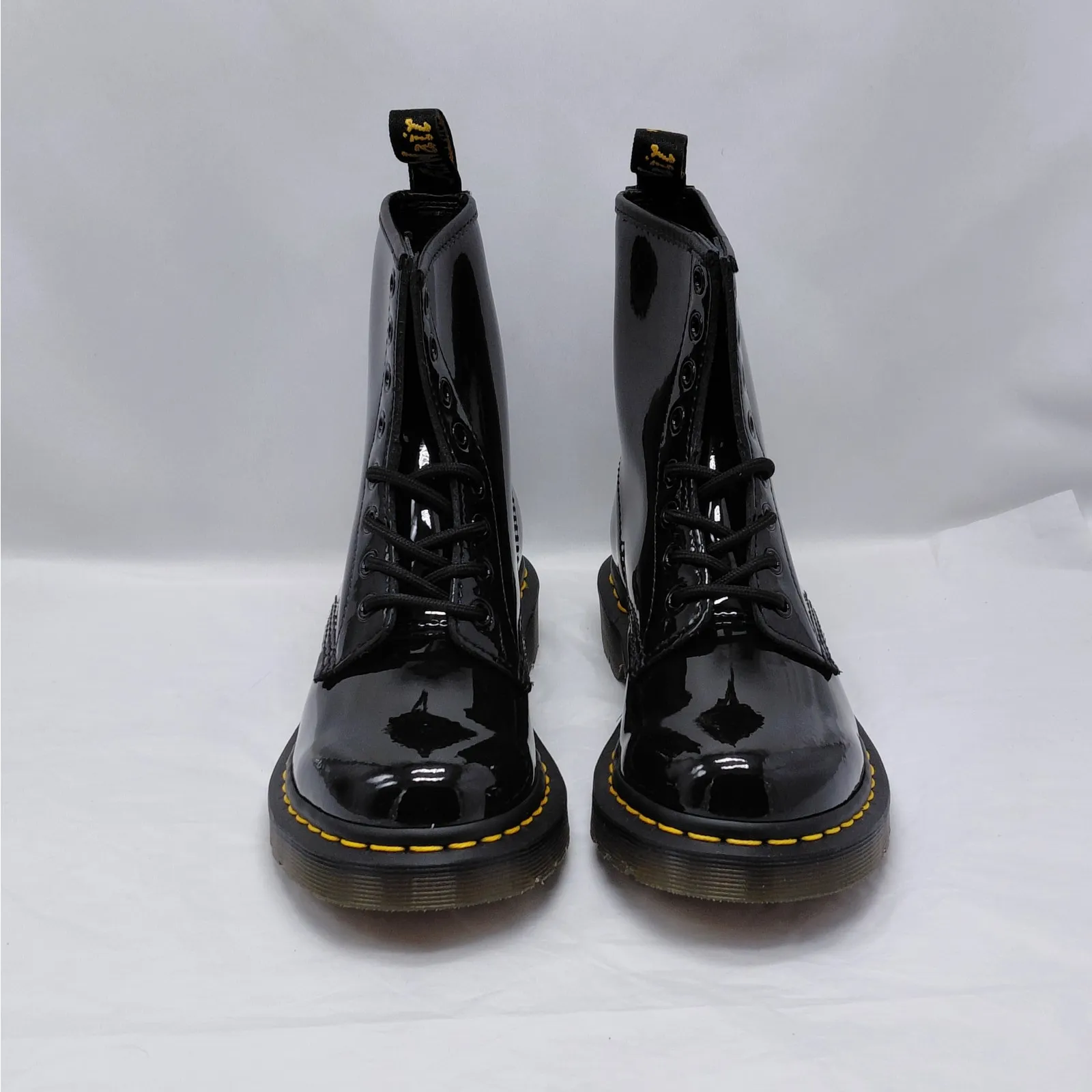 Dr. Martens Womens Combat Boots Size 6 Black Patent Goth Punk Biker Streetwear - Image 3