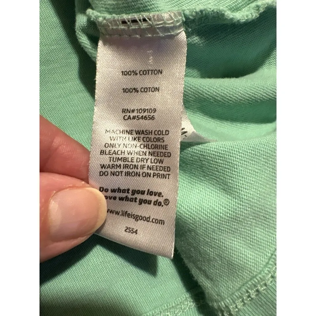 LIFE IS GOOD Large Long Sleeve Aqua Blue Crusher T-Shirt Cotton Jeep - Image 7