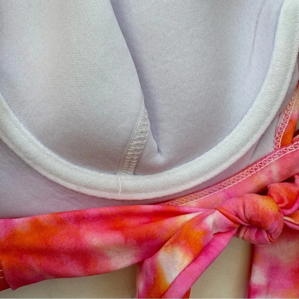 NWT Sundazed Beka Tie Dyed Underwire Bow Bikini Top D Cup Size 34D Orange - Image 8