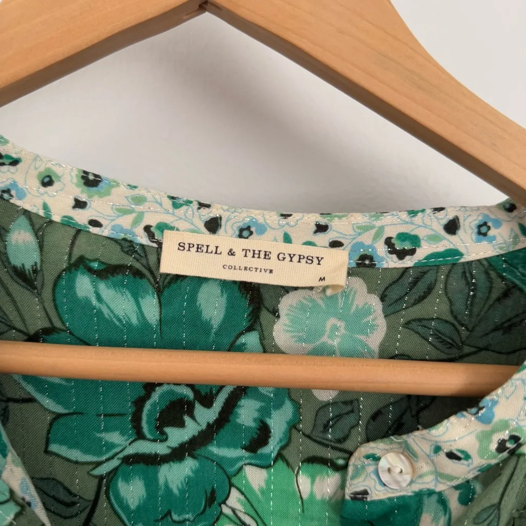 Spell & The Gypsy Medium Winona Maxi Dress Ivy Green Peasant Gypsy Original - Image 8