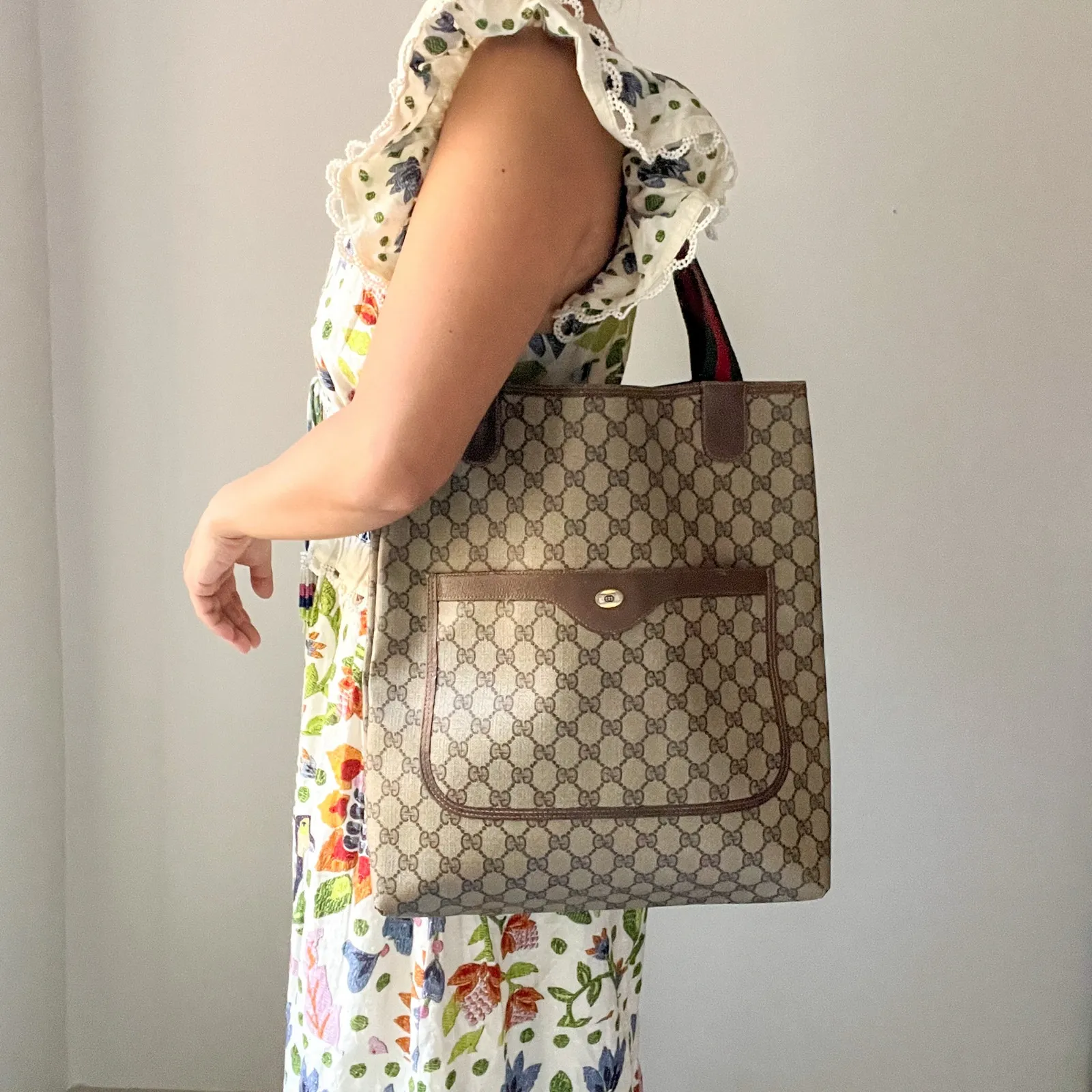 GUCCI Ophidia Coated Canvas and Leather Monogram Tote Bag - Image 2