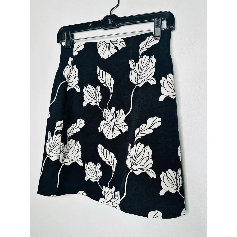 ADAM LIPPES x RTR Women's Black White Floral Twill Vacay Pencil Skirt Size 0 - Image 4