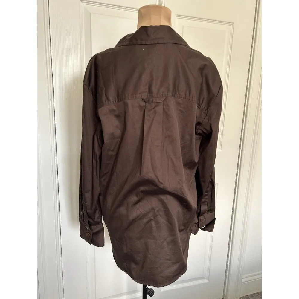 Madewell $88 Utility Stretch Slim Long Sleeve Shirt Top Dark Carob Sz S NS410 - Image 9