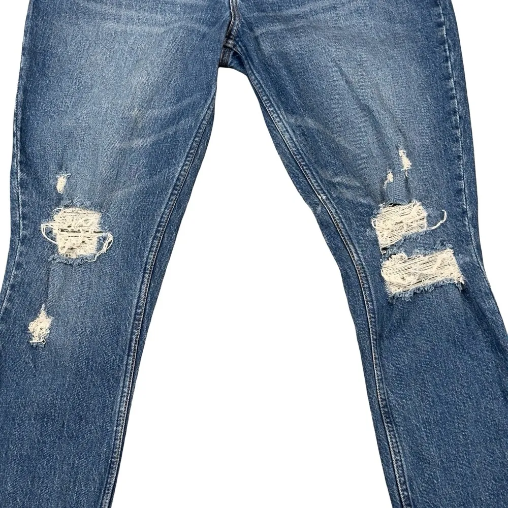 -Abercrombie & Fitch Curve Love Skinny High Rise Distressed Denim Blue Jeans 4R - Image 5