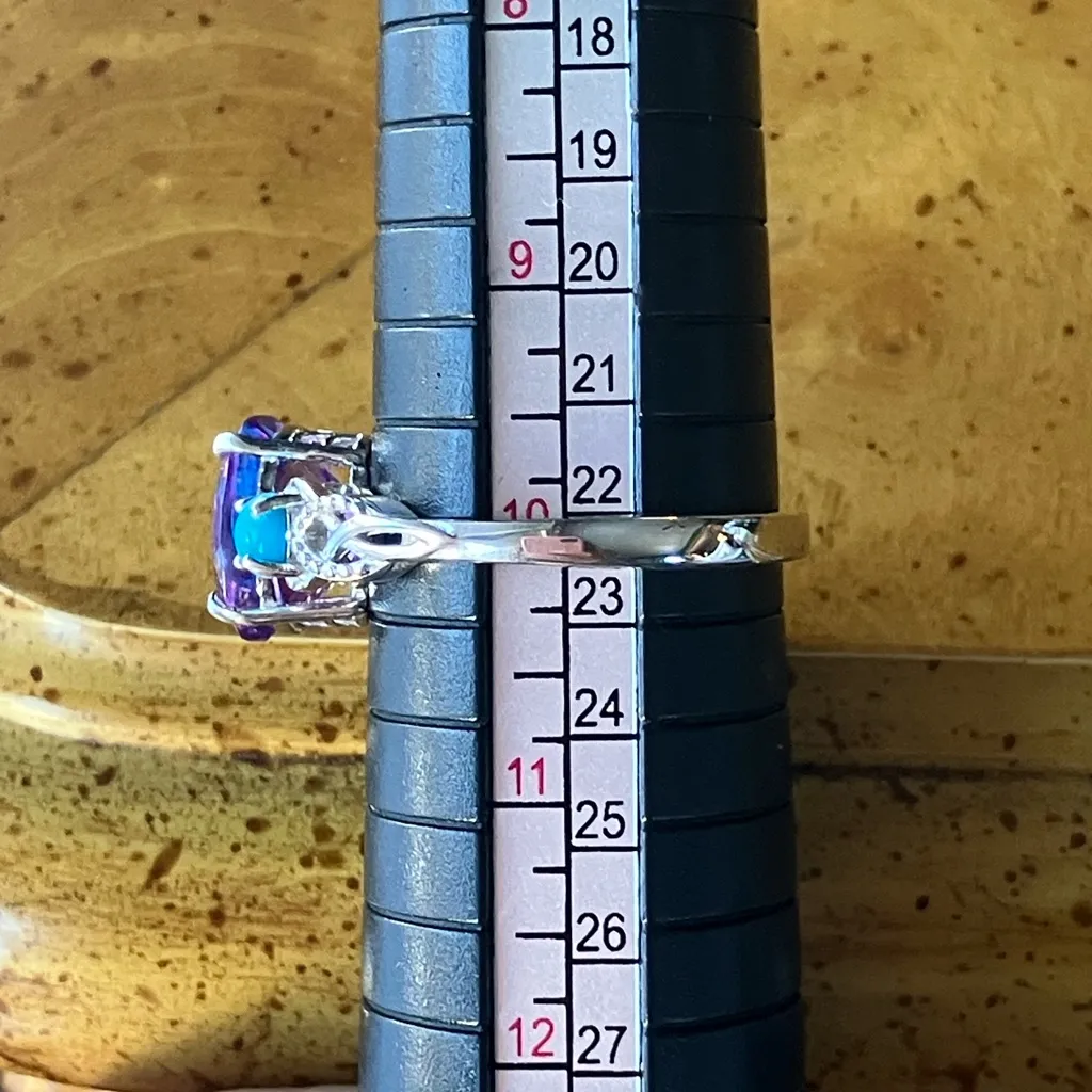 Moroccan Amethyst Sleeping Beauty Turquoise Ring Size 10 Purple - Image 8