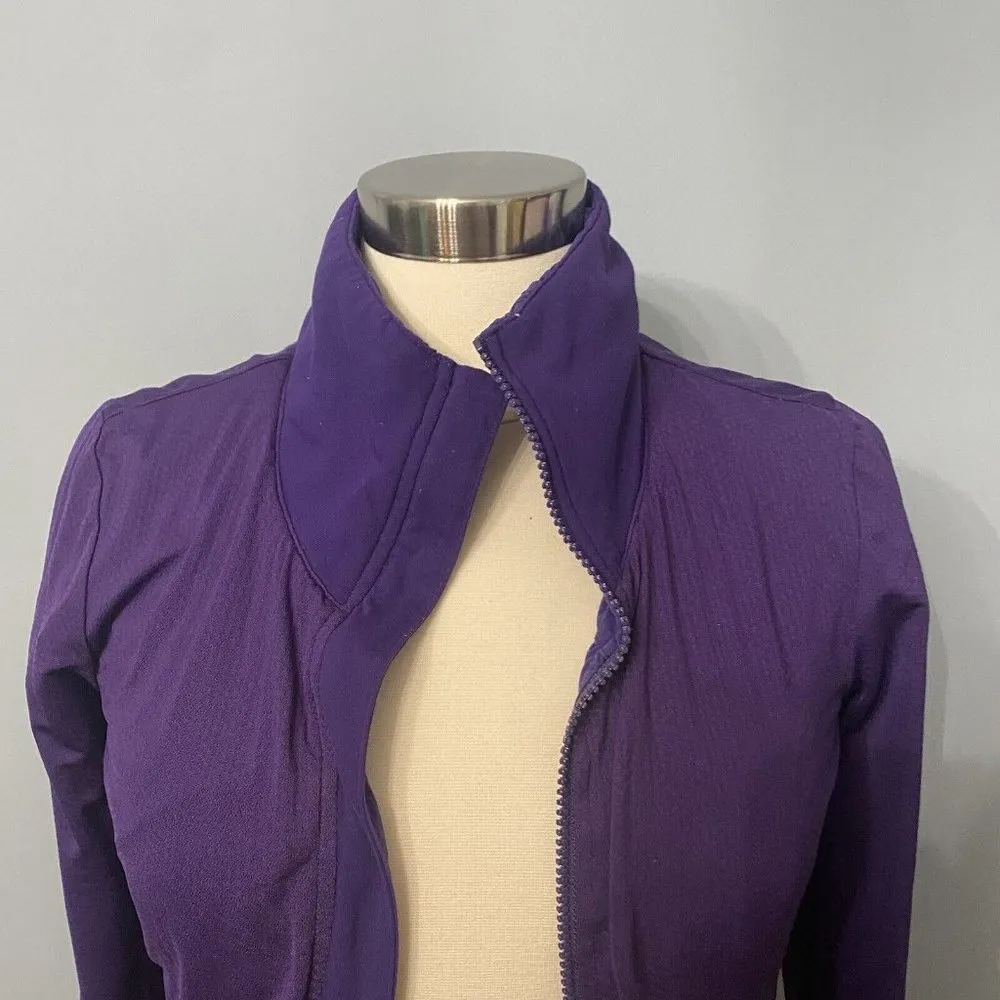 Lululemon Zip Jacket Ruching Thumb Hole Emblem Size 4 Purple - Image 7