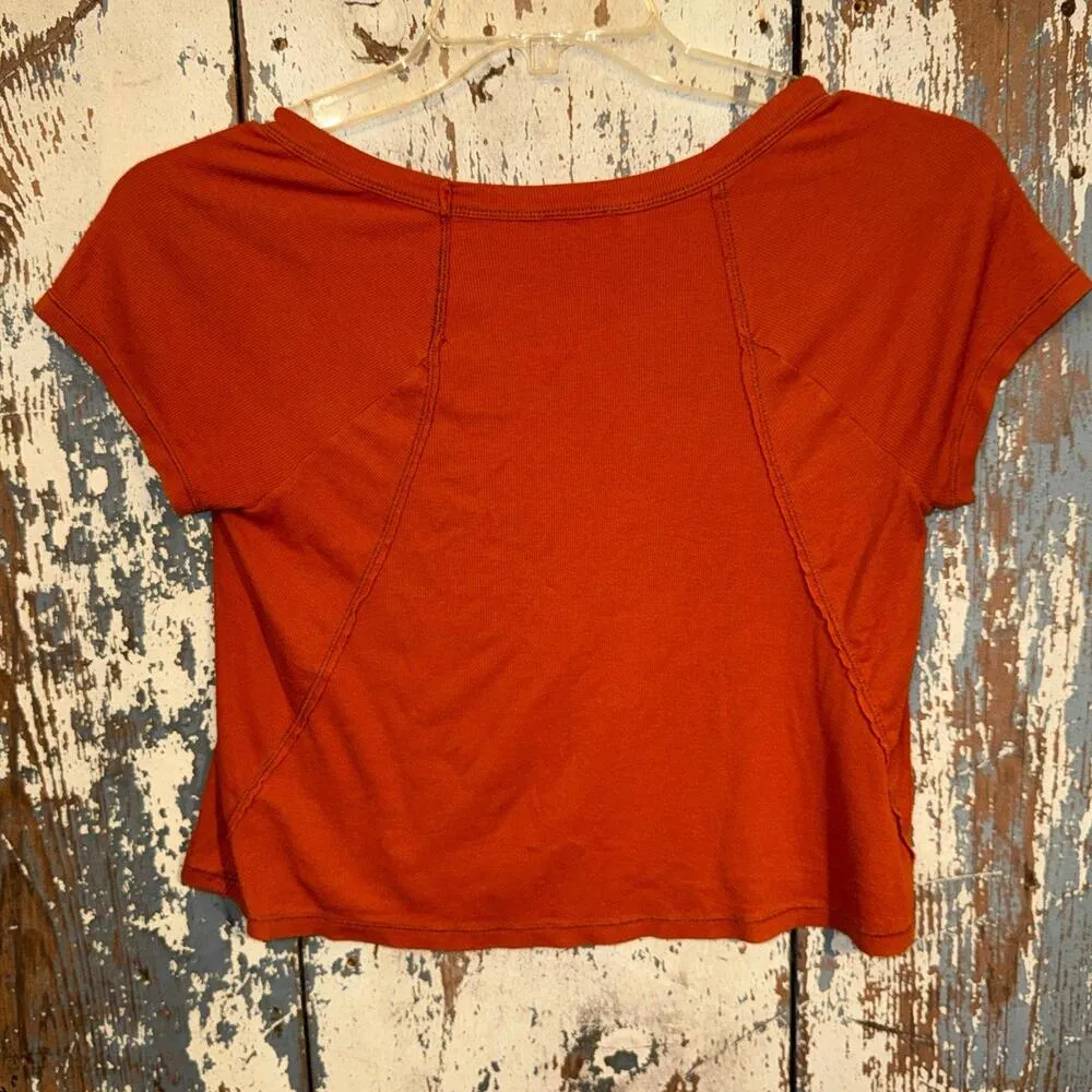 intimately Free People Coquette Orange Scoop Neck Shirt, size Small - Image 4