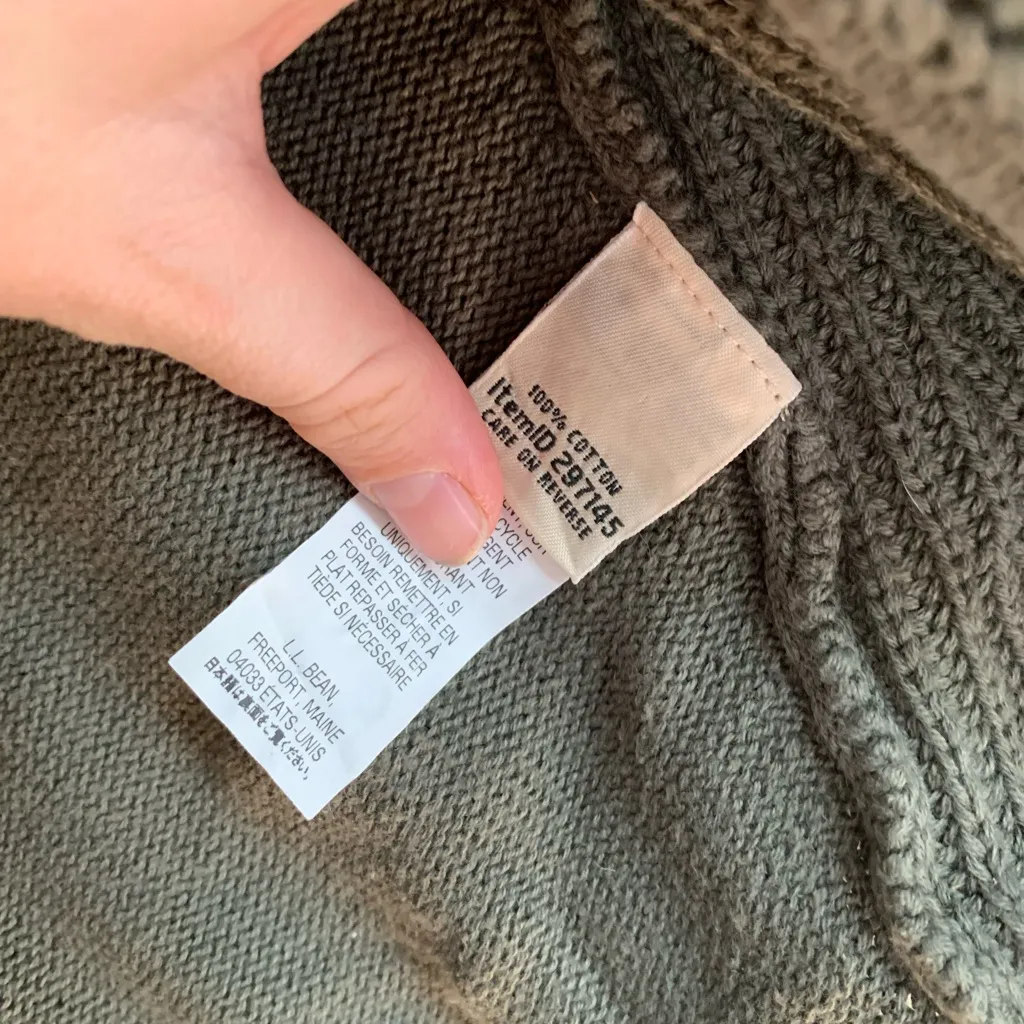 L.L. Bean Forest Green Cotton Cardigan Sweater Women Size Small Long Sleeve - Image 4