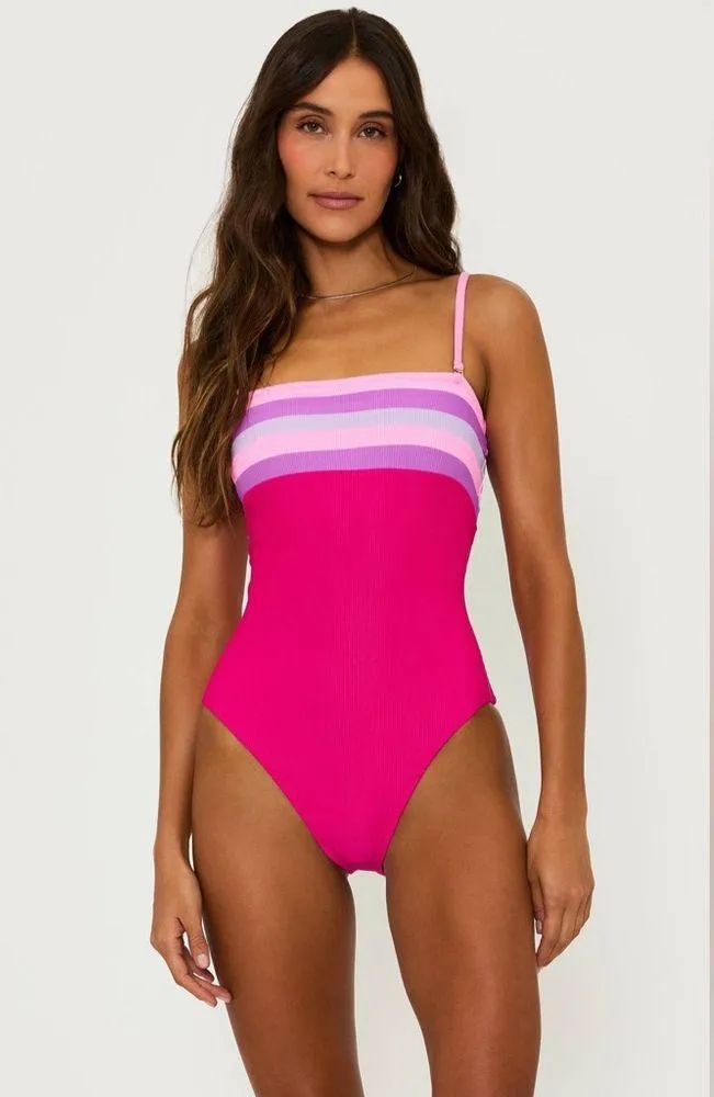 Beach Riot Jessa One Piece Raspberry Colorblock, Size Medium , $178 - Image 5