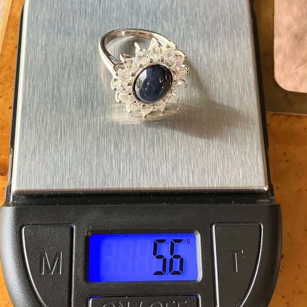 Natural Blue Star Sapphire Sterling Silver Cocktail Ring Size 6 - Image 8