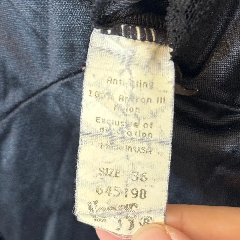 Vintage Black Lace Slip Dress Size Medium / Large Babydoll Y2K Vtg Made in USA - Image 9