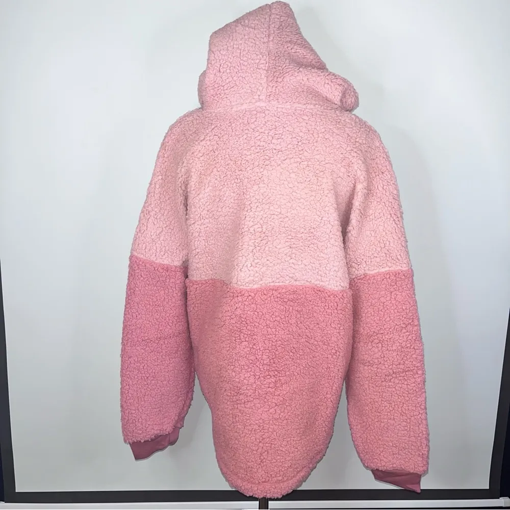 PINK VICTORIA’S SECRET Varsity Sherpa Half Zip Pullover Pink Colorblock Med NWT - Image 11