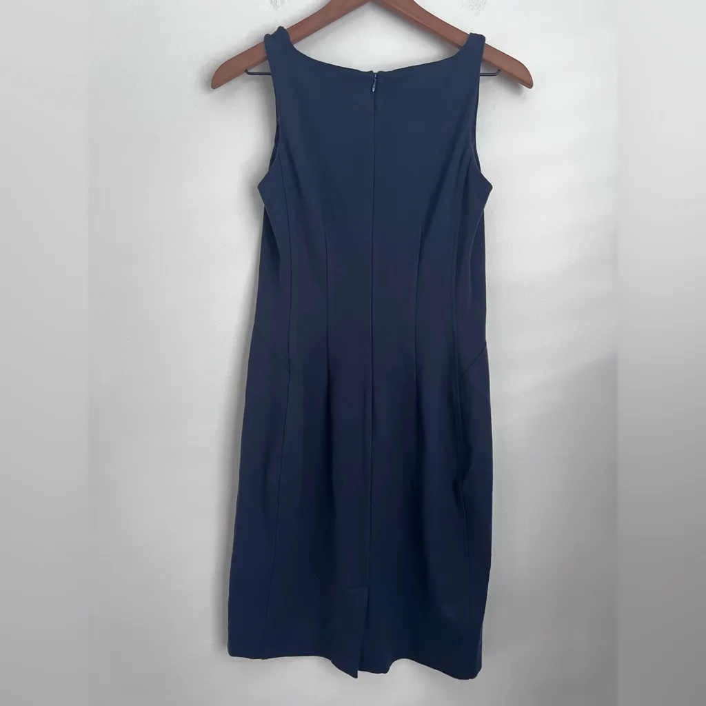 M.M. LAFLEUR Lydia Twist Shoulder Sleeveless Sheath Dress ponte stretch Navy 8 - Image 5
