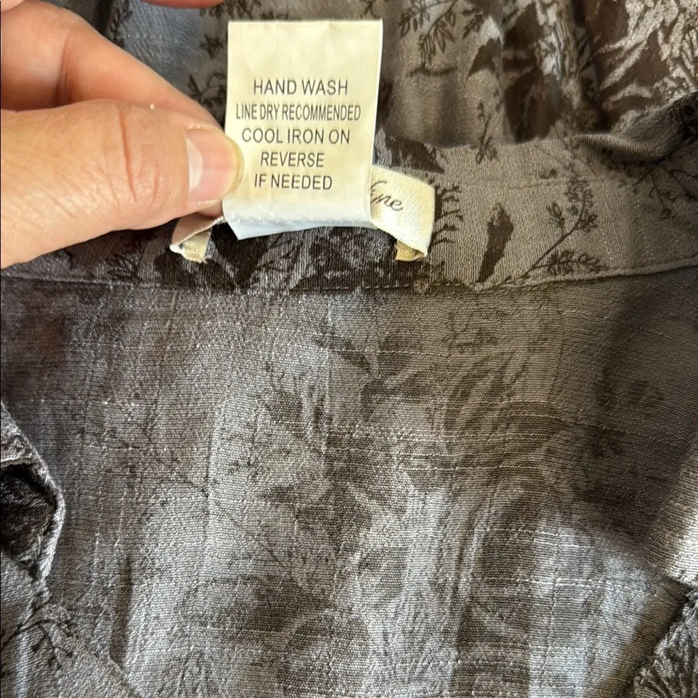 Brown and gray Button Down Shirt with Notched Collar Size L - Image 4