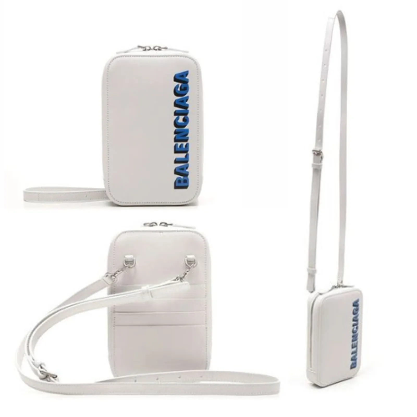 Balenciaga Leather Cash Phone & Card Holder Shoulder Bag White Women's Small - Image 2