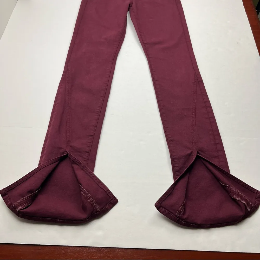 Mother The Rascal Sliced Up Heel Burgundy Play Date Denim Jean Women Size 26 NEW - Image 15