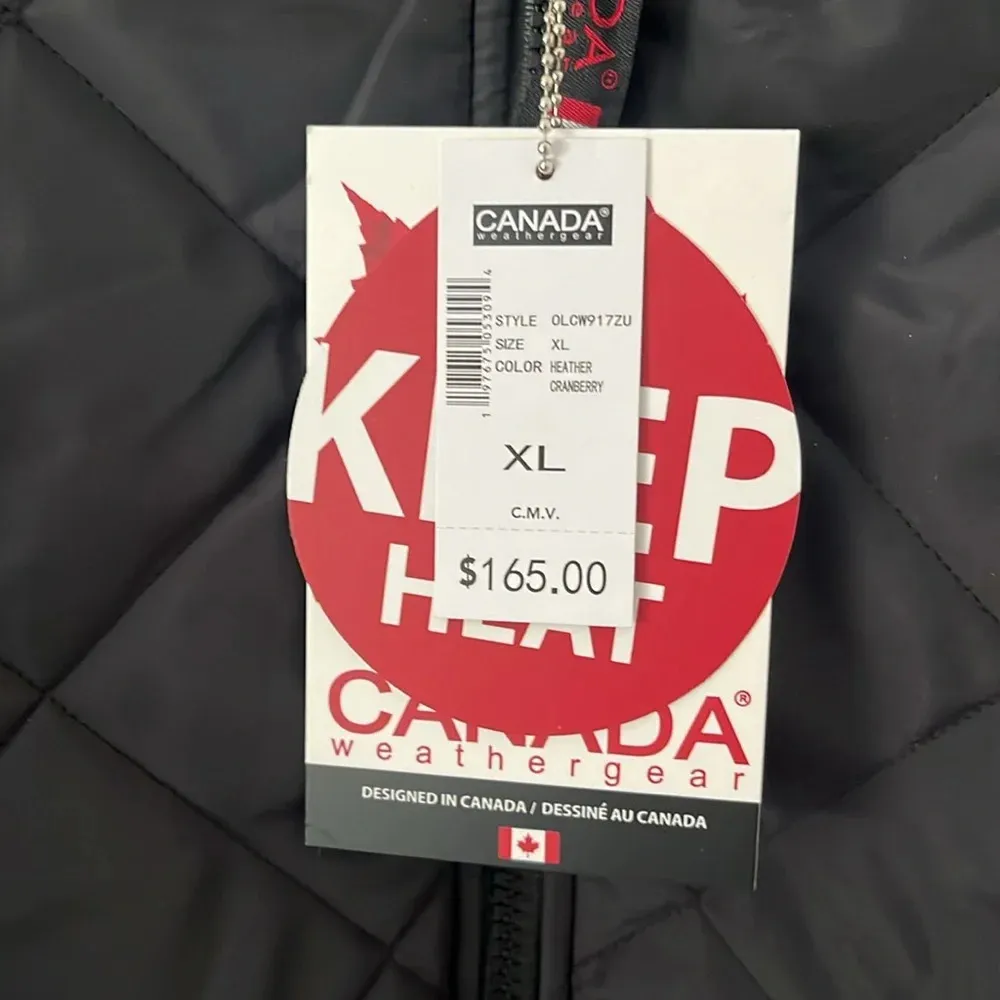 NWT  quilted black zipper jacket maroon sweater sleeves hood - Image 10