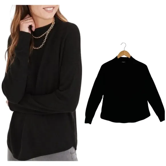 Madewell Asbury Sweater Womens S Pullover Wool Alpaca Blend Mock Neck Black - Image 2