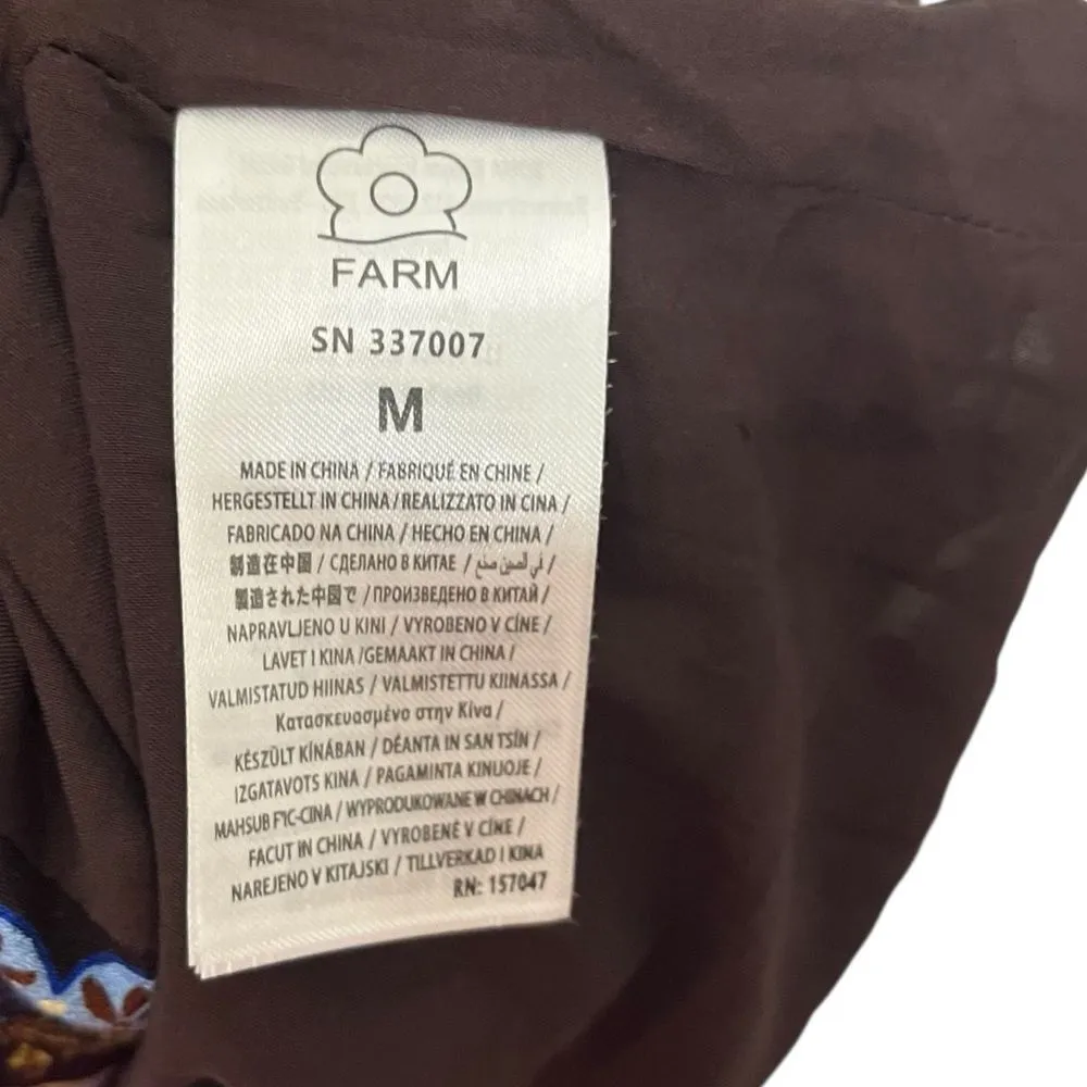 FARM Rio NWT Brown Garden Wrap Dress Women’s Size Medium Embroidered Floral Eco - Image 12