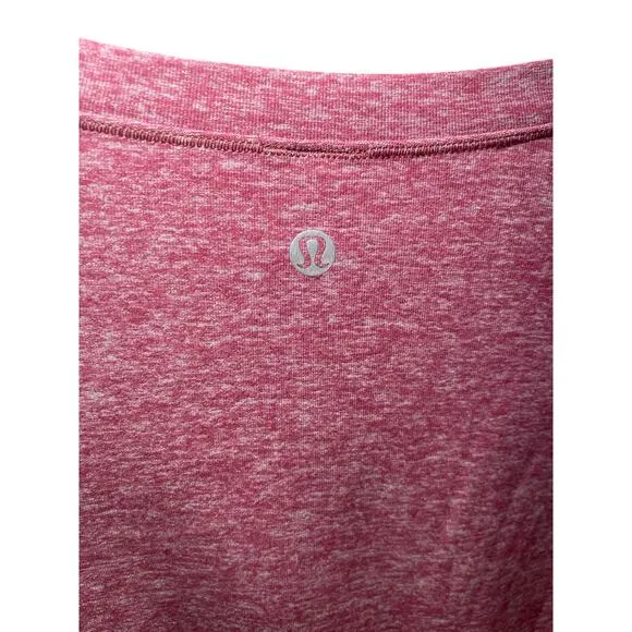 Lululemon Women 4 Time To Sweat Short Sleeve Heathered So‎ Merlot Red Burgundy - Image 10