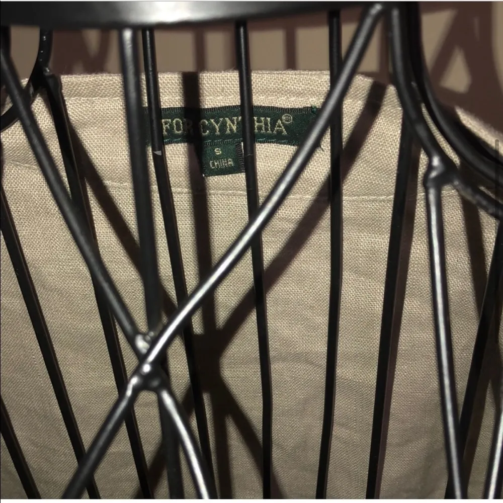 For Cynthia S 100% linen jacket Tan linen open flap jacket, pockets - Image 2