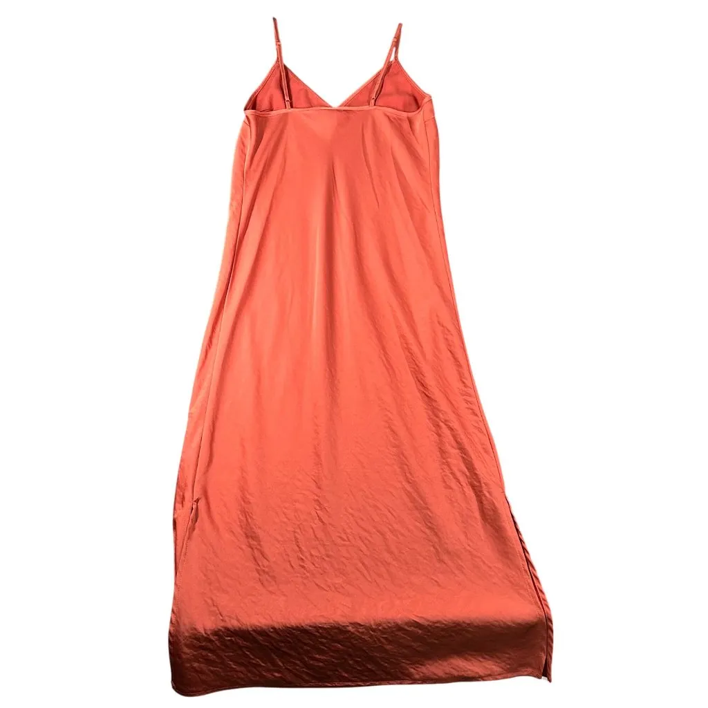 A New Day S Satin Spaghetti Strap V-Neck Slip Dress Midi Sexy‎ Sleek Split Hem - Image 8