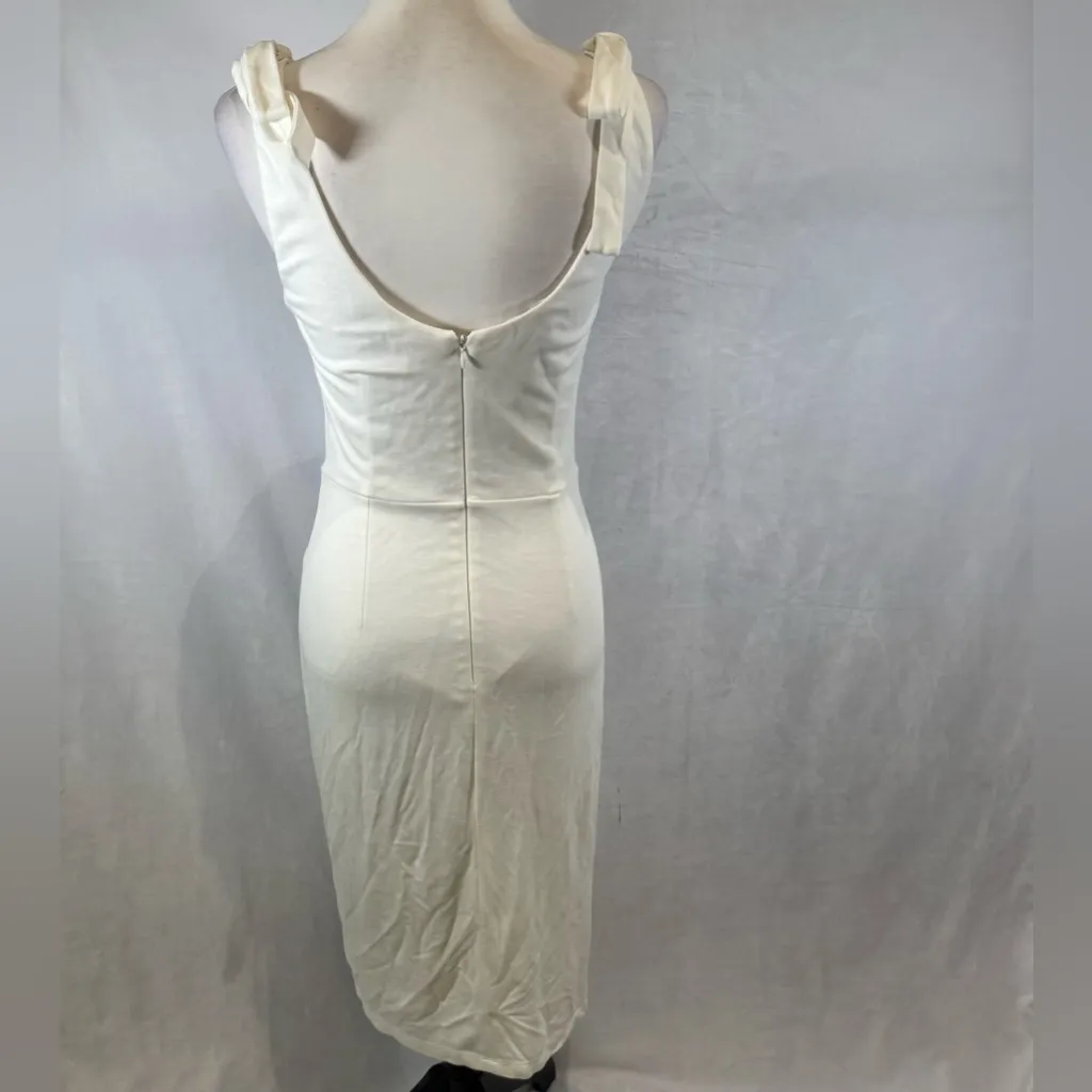 Venus white grommet tie midi dress size small - Image 8