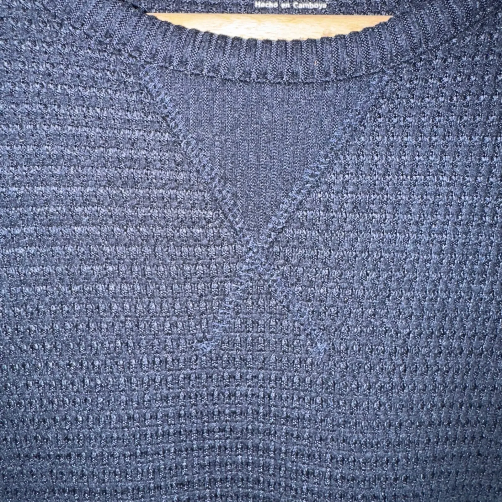 American Eagle Outfitters Navy‎ Blue Waffle Knit Long Sleeve Top Women's S - Image 3